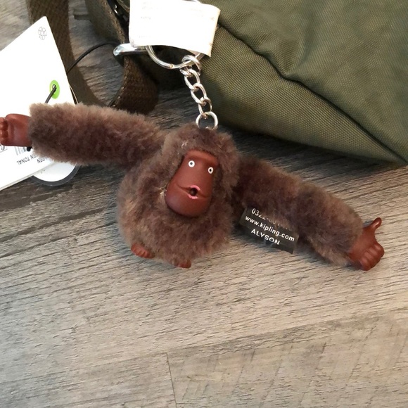 Kipling Colleen 100% Polyester Jaded Green Tonal Crossbody + Monkey Key Chain - Picture 5 of 14